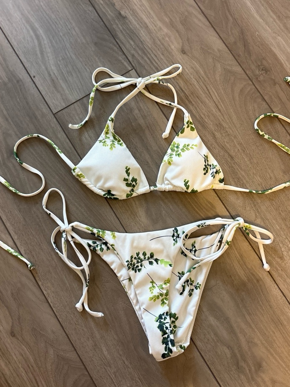 White Floral Tie-Side Bikini Set